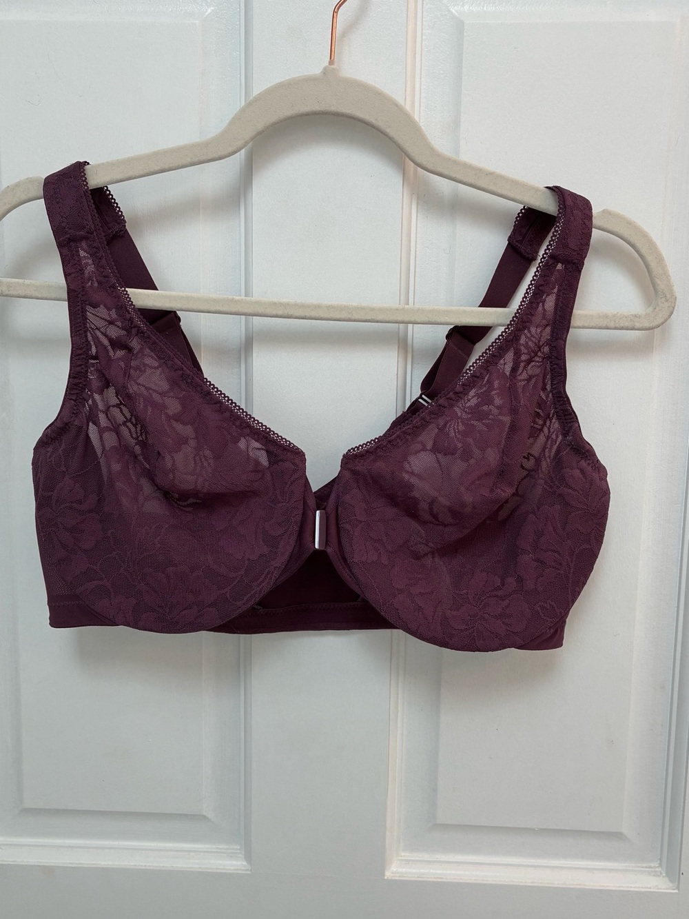 Glamorise Plum Lace Underwire Full Coverage Bra